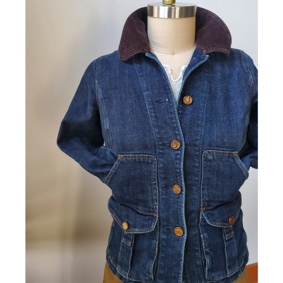 Vintage Ralph Lauren Jean Denim Jacket Field Barn Chore Blue corduroy MINT COND
